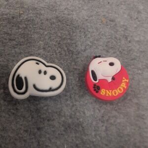 Snoopy Peanuts Shoe Charms for Clogs 2 Piece Set White Red Clog Decorations